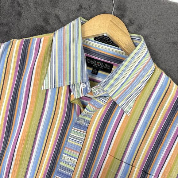 Daniel Ellissa Mens Fashion Dress Shirt 2XL 18.5 Multicolor Long Sleeve Colorful - Picture 3 of 8